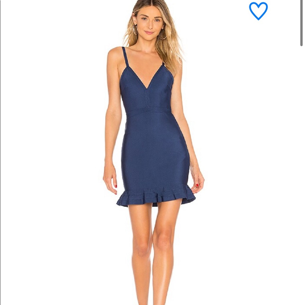 Superdown Navy Marin Ruffle Bandage Mini Dress. S